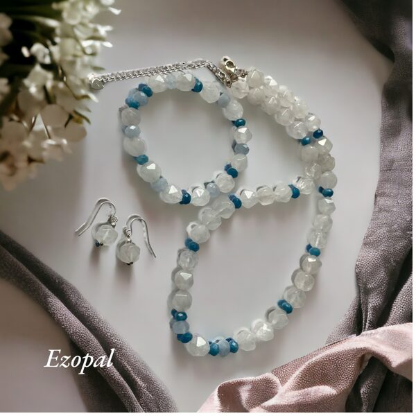 Rosenquarz-Aquamarin-Blaue Jade Set